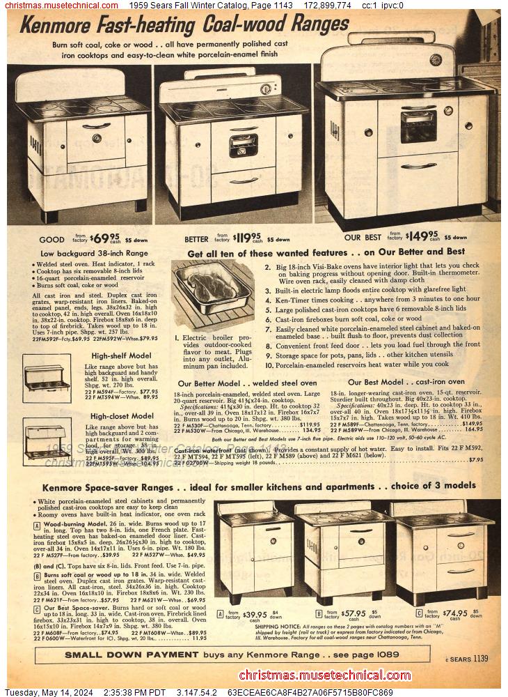 1959 Sears Fall Winter Catalog, Page 1143