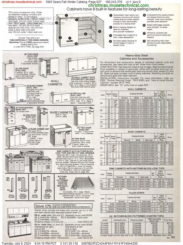 1983 Sears Fall Winter Catalog, Page 937