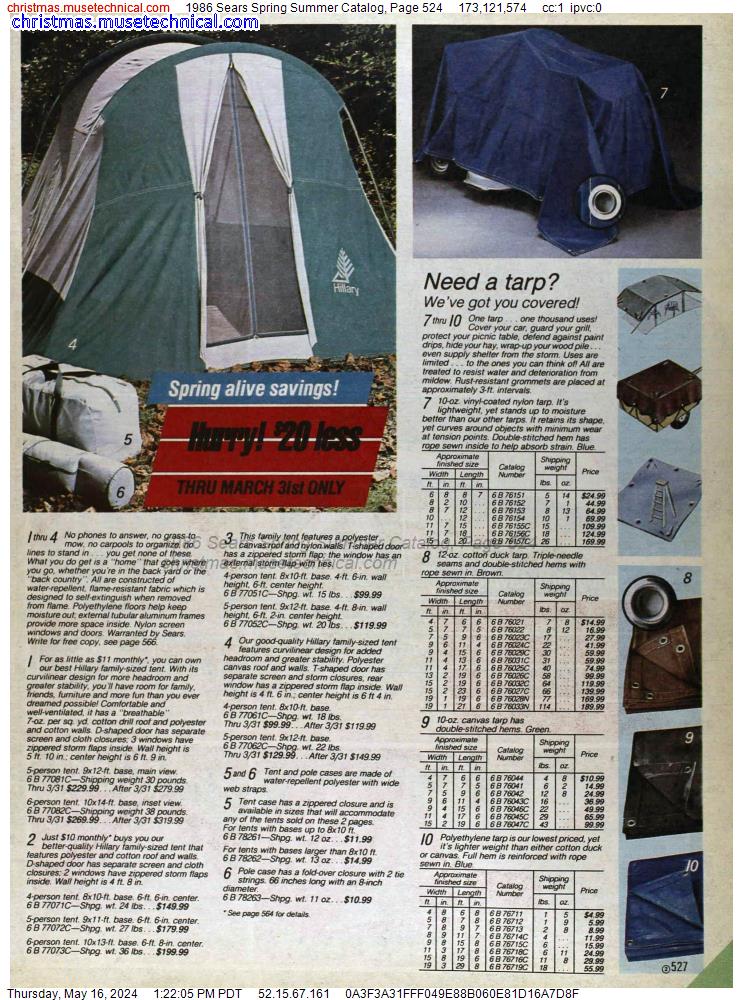 1986 Sears Spring Summer Catalog, Page 524