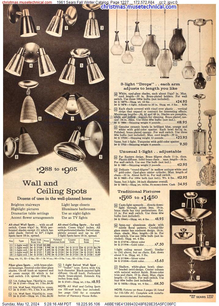 1961 Sears Fall Winter Catalog, Page 1227