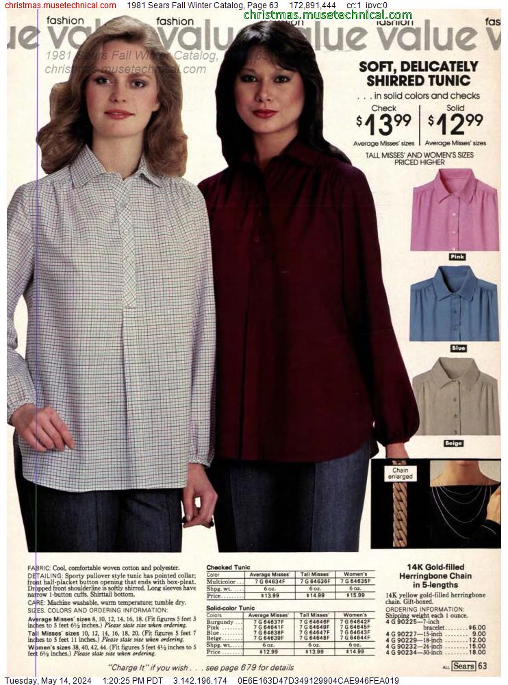 1981 Sears Fall Winter Catalog, Page 63