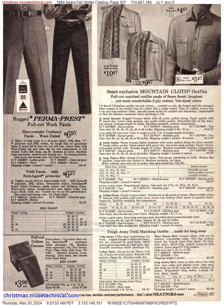 1969 Sears Fall Winter Catalog, Page 307