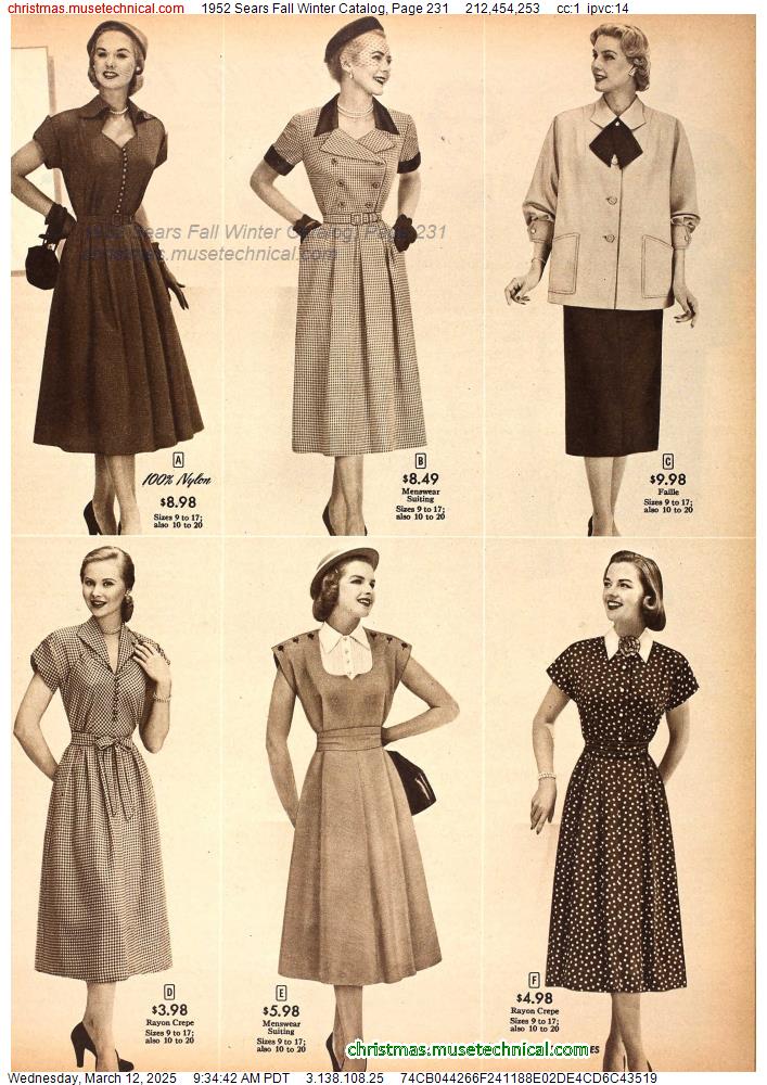 1952 Sears Fall Winter Catalog, Page 231