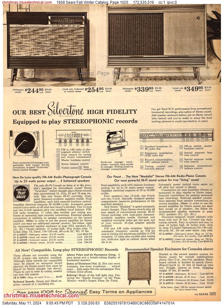 1958 Sears Fall Winter Catalog, Page 1025