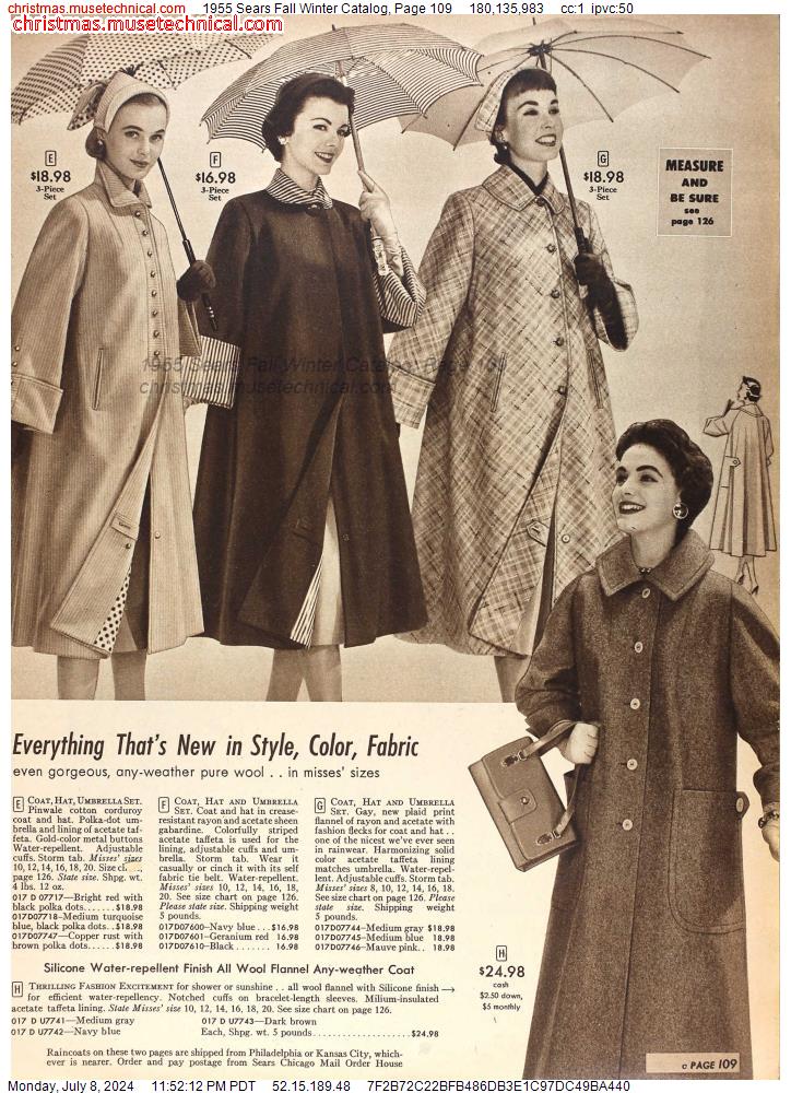 1955 Sears Fall Winter Catalog, Page 109