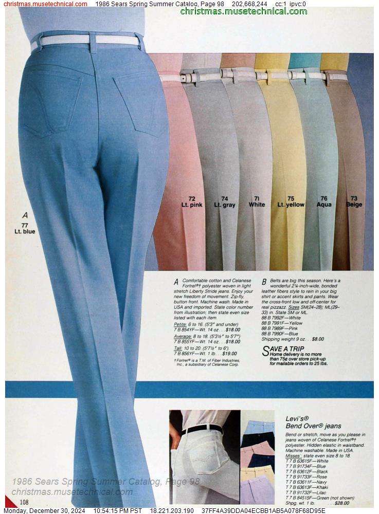 1986 Sears Spring Summer Catalog, Page 98