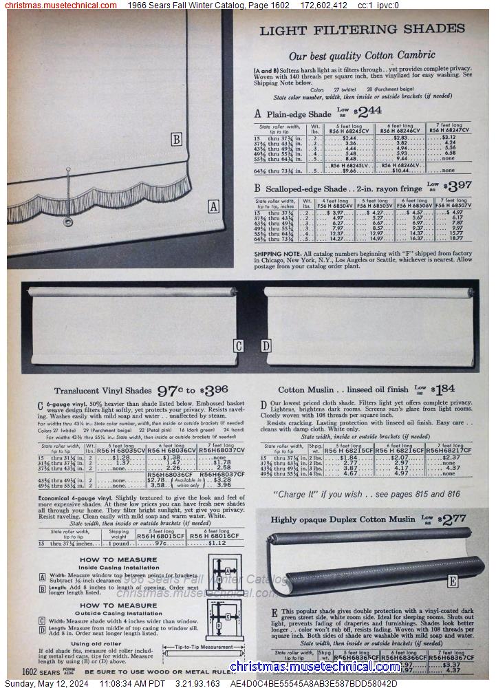 1966 Sears Fall Winter Catalog, Page 1602