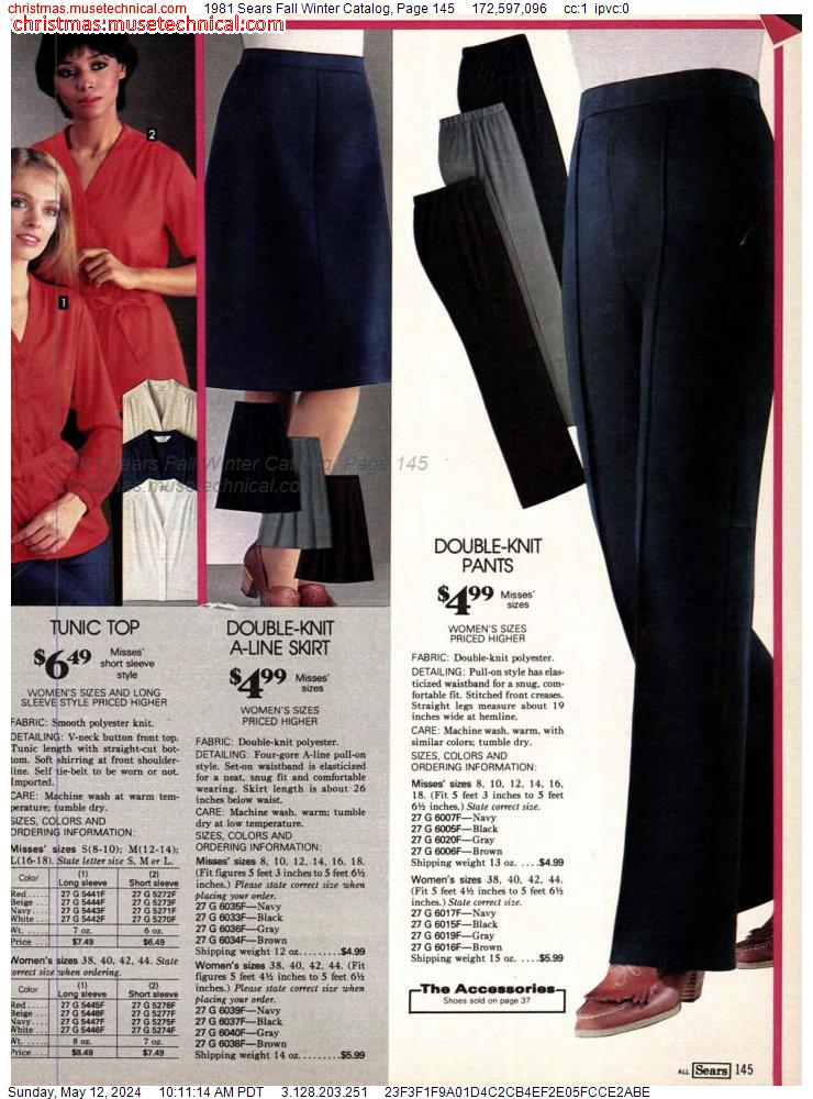 1981 Sears Fall Winter Catalog, Page 145