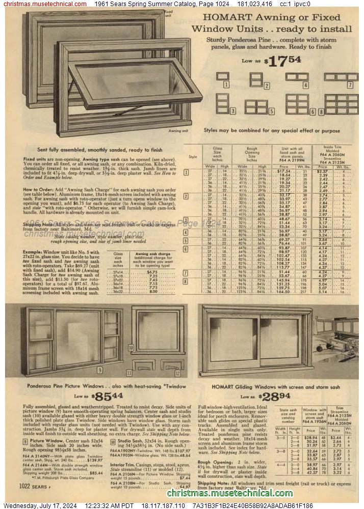 1961 Sears Spring Summer Catalog, Page 1024
