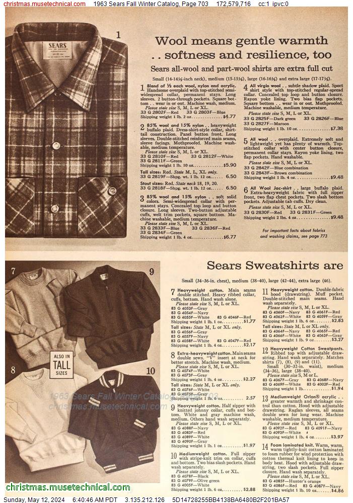 1963 Sears Fall Winter Catalog, Page 703