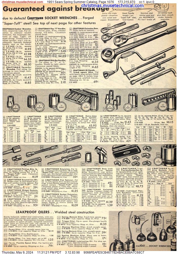 1951 Sears Spring Summer Catalog, Page 1076