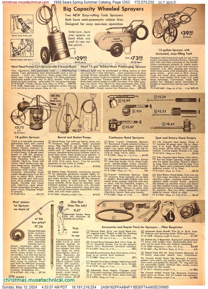 1958 Sears Spring Summer Catalog, Page 1353