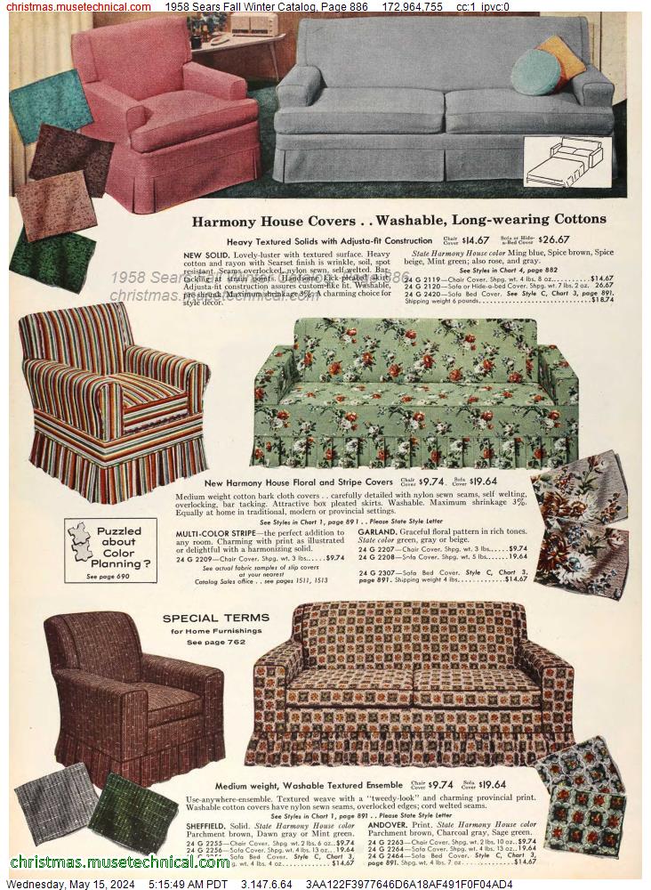1958 Sears Fall Winter Catalog, Page 886