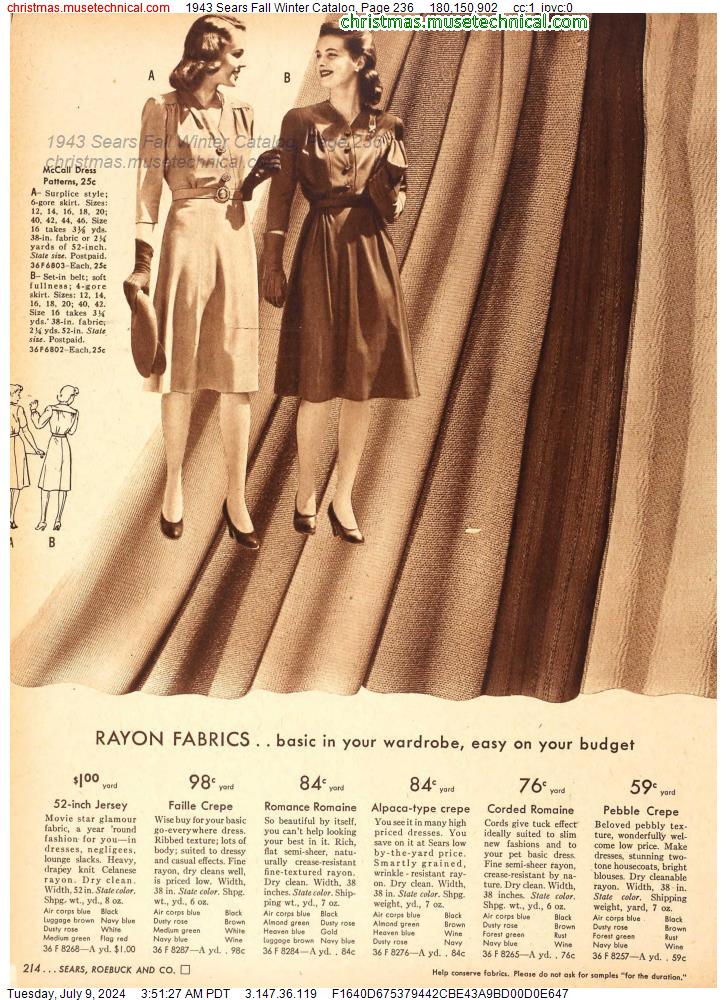 1943 Sears Fall Winter Catalog, Page 236