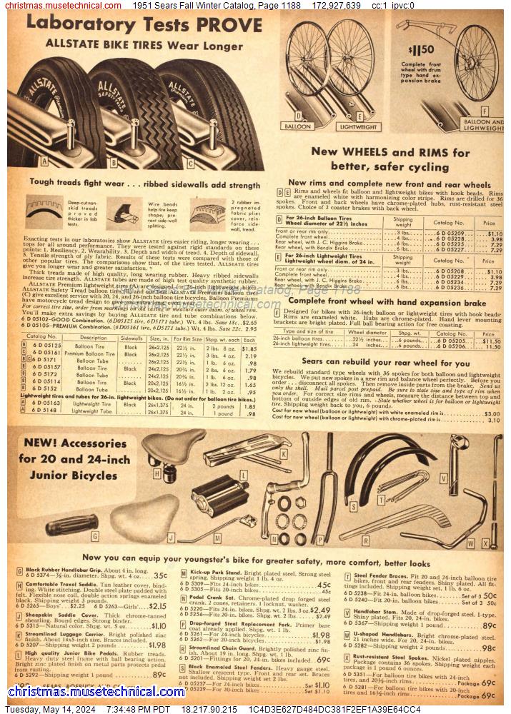 1951 Sears Fall Winter Catalog, Page 1188