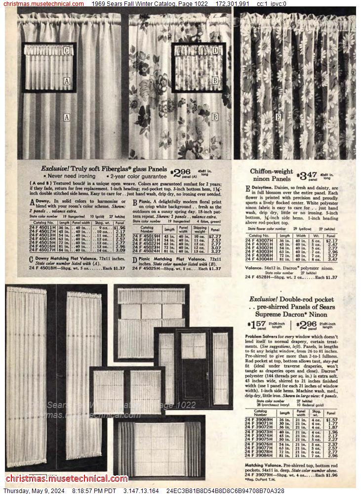 1969 Sears Fall Winter Catalog, Page 1022
