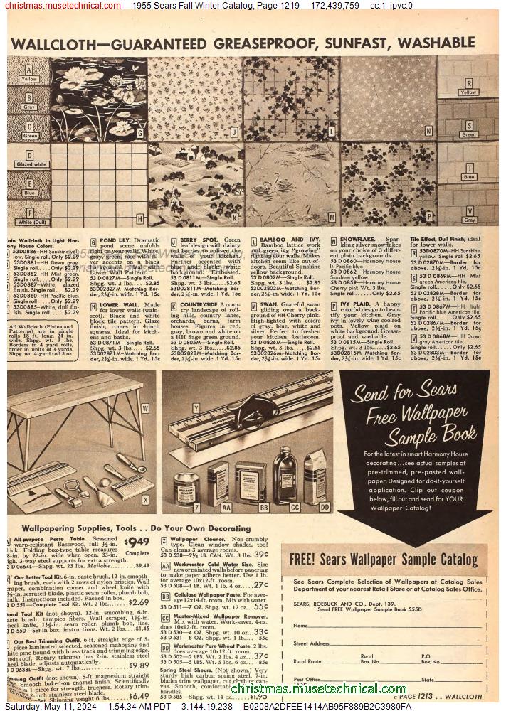 1955 Sears Fall Winter Catalog, Page 1219