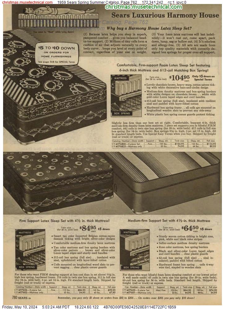 1959 Sears Spring Summer Catalog, Page 762
