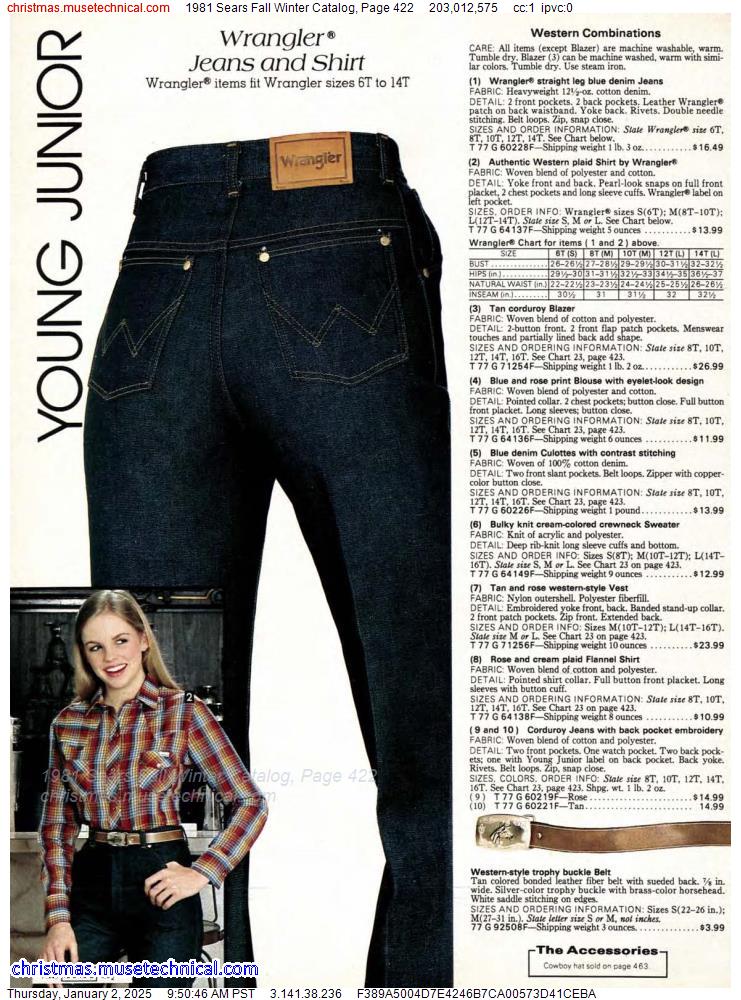 1981 Sears Fall Winter Catalog, Page 422