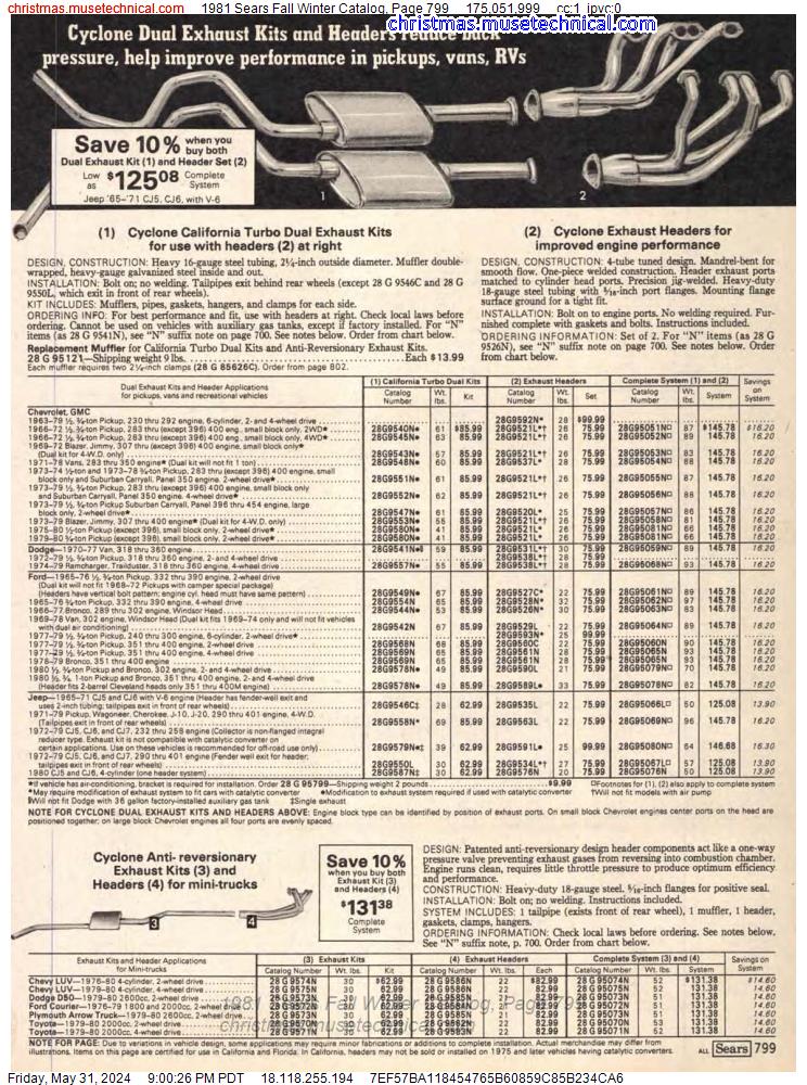 1981 Sears Fall Winter Catalog, Page 799