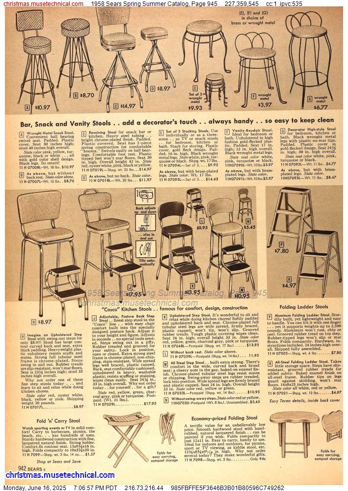 1958 Sears Spring Summer Catalog, Page 945