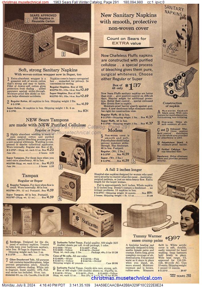 1963 Sears Fall Winter Catalog, Page 291