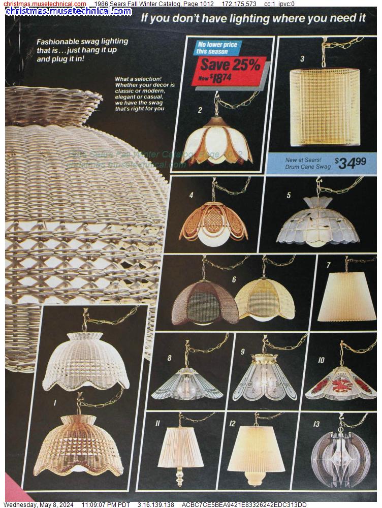1986 Sears Fall Winter Catalog, Page 1012