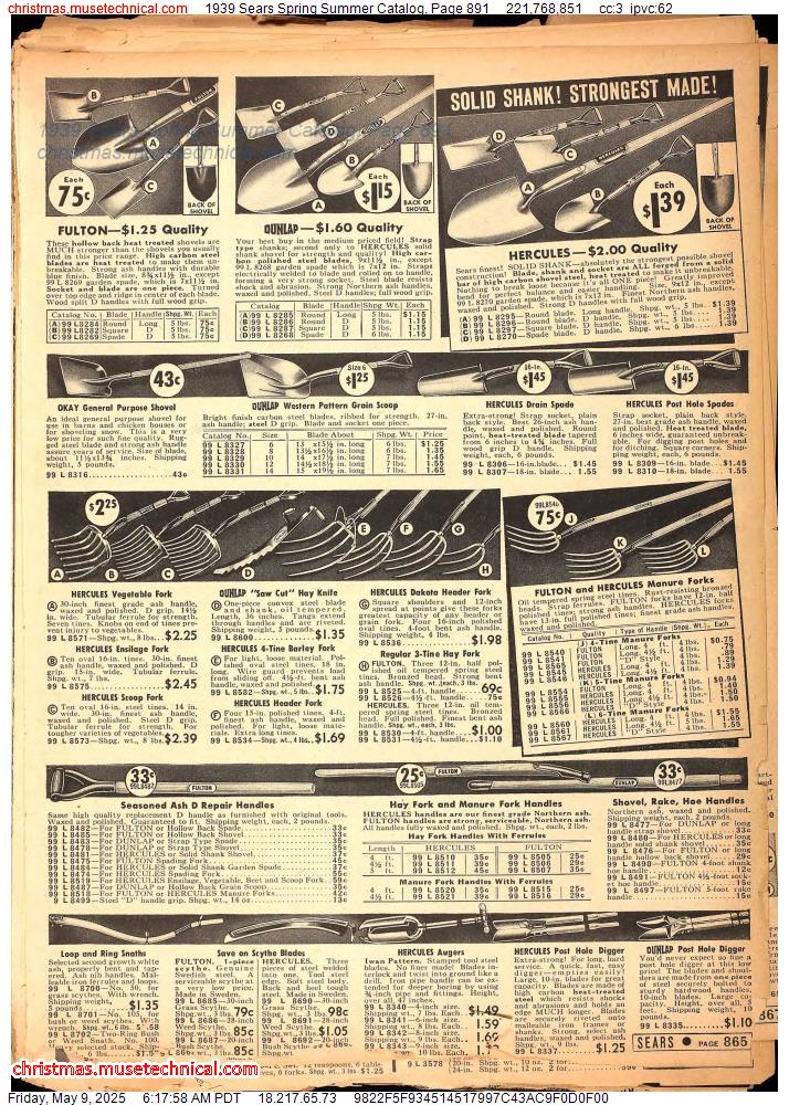1939 Sears Spring Summer Catalog, Page 891