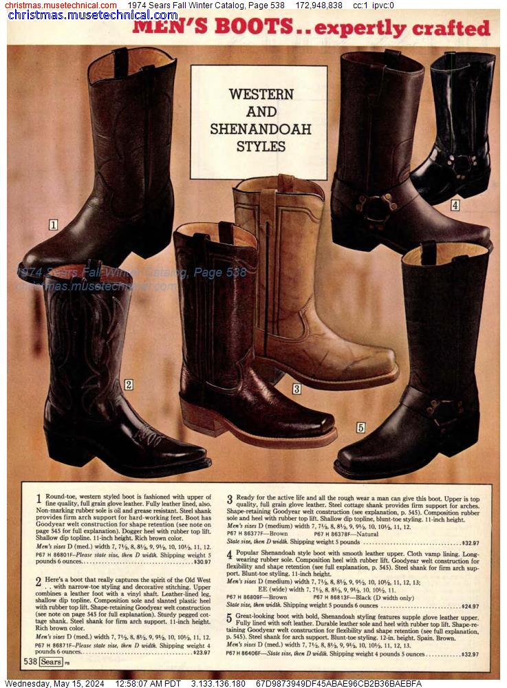 1974 Sears Fall Winter Catalog, Page 538