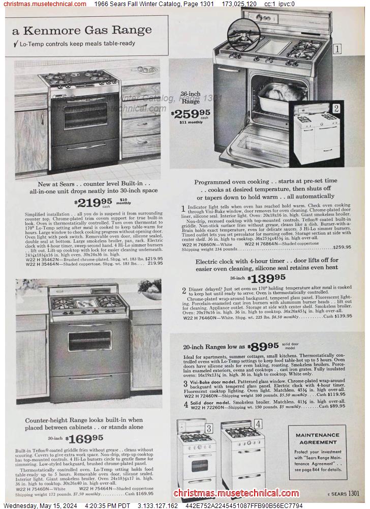1966 Sears Fall Winter Catalog, Page 1301