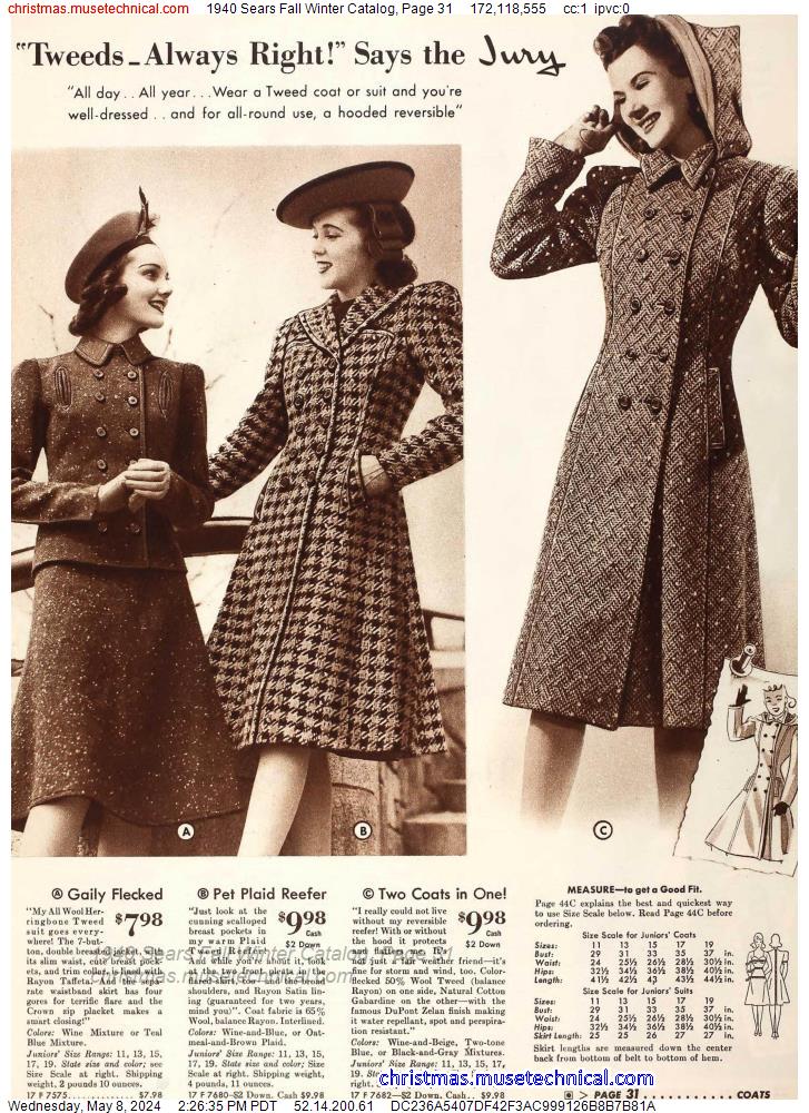 1940 Sears Fall Winter Catalog, Page 31