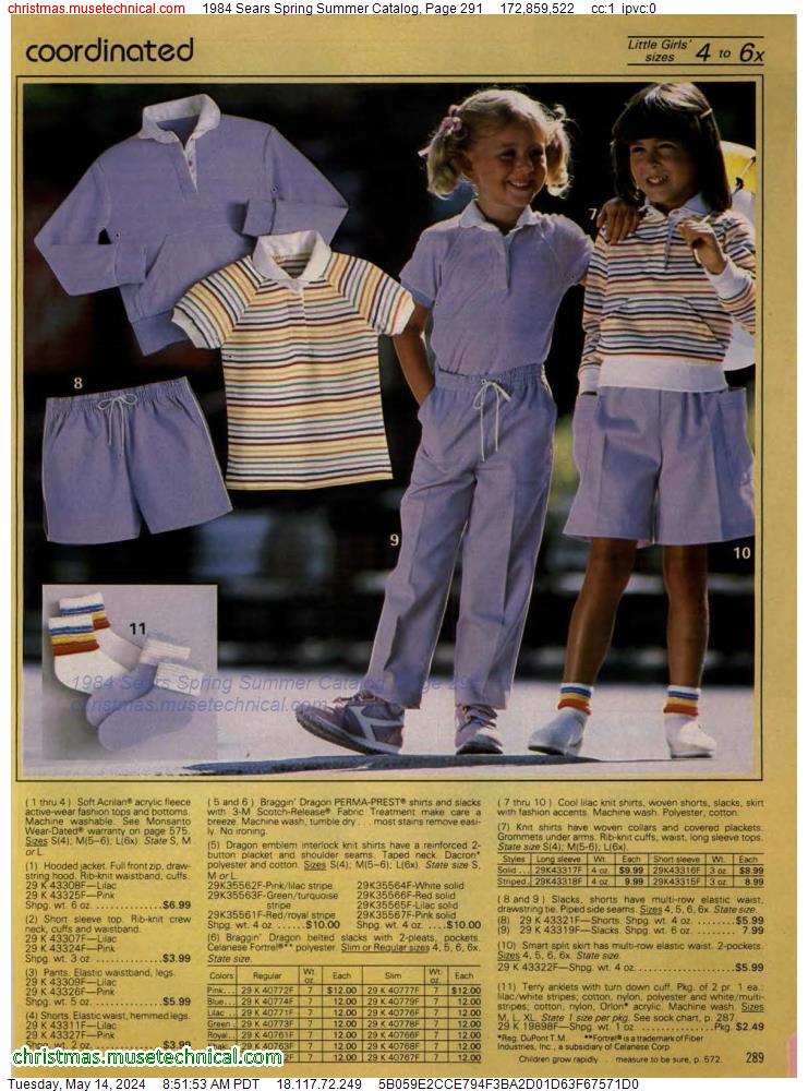 1984 Sears Spring Summer Catalog, Page 291