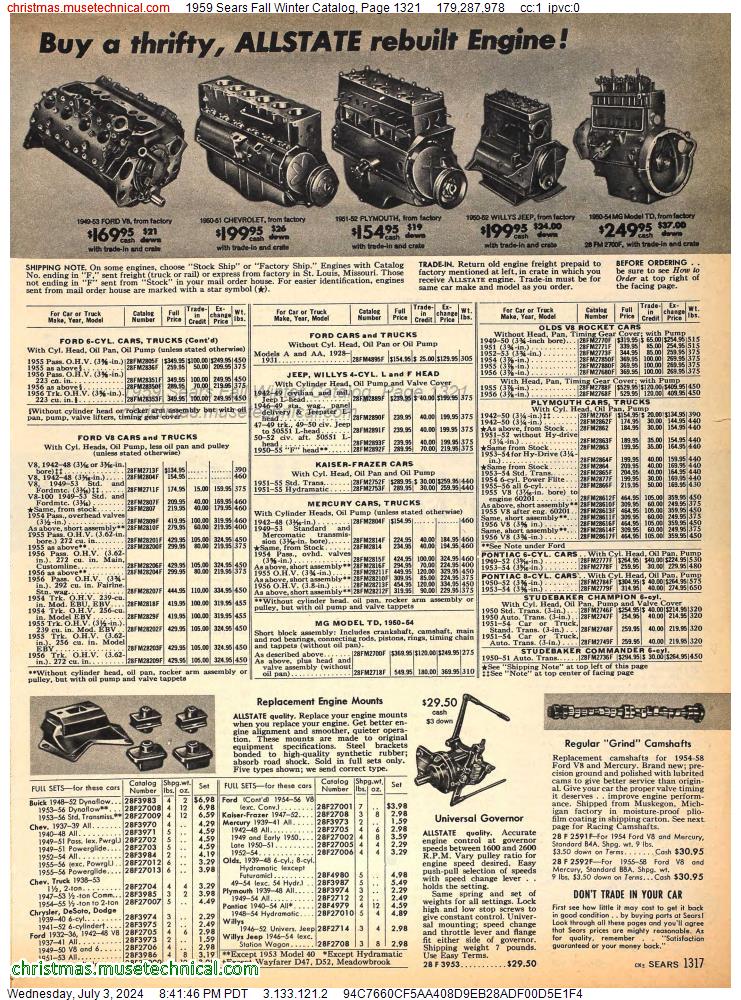 1959 Sears Fall Winter Catalog, Page 1321