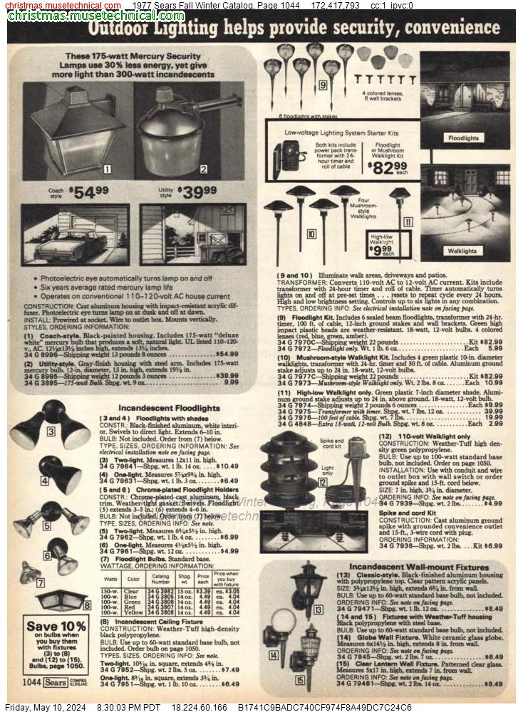 1977 Sears Fall Winter Catalog, Page 1044
