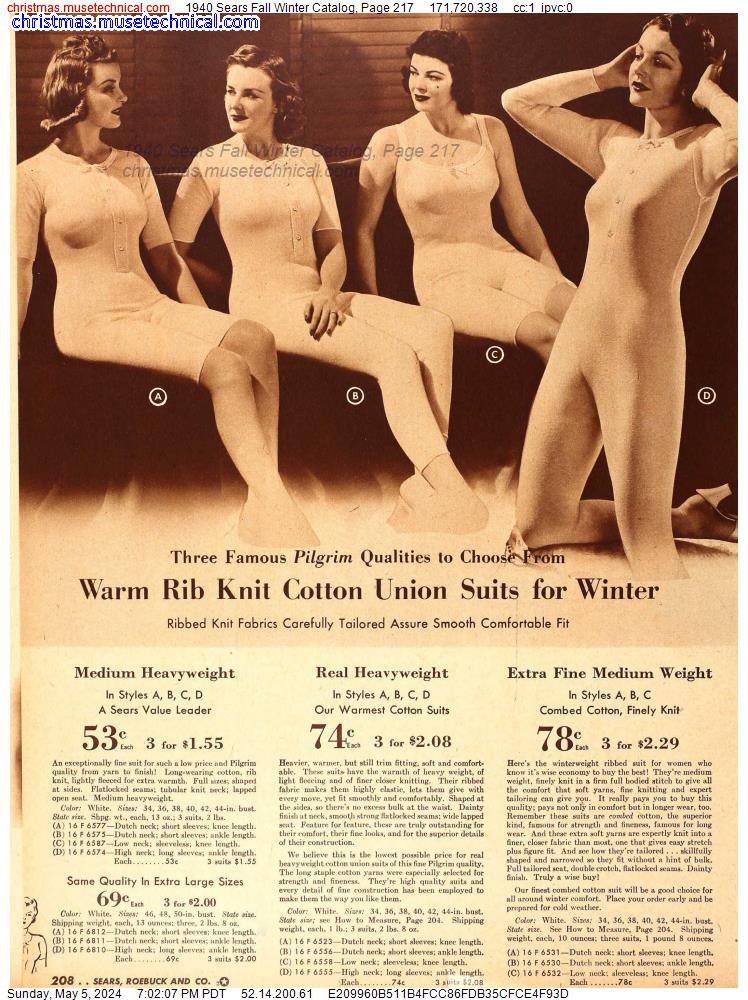 1940 Sears Fall Winter Catalog, Page 217