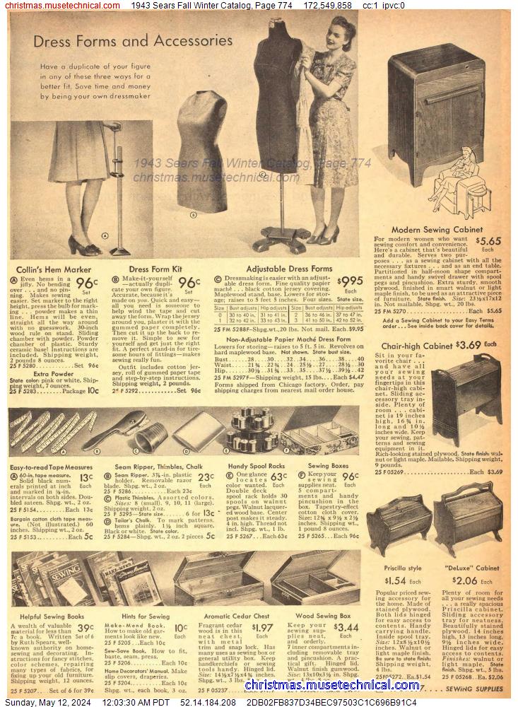 1943 Sears Fall Winter Catalog, Page 774