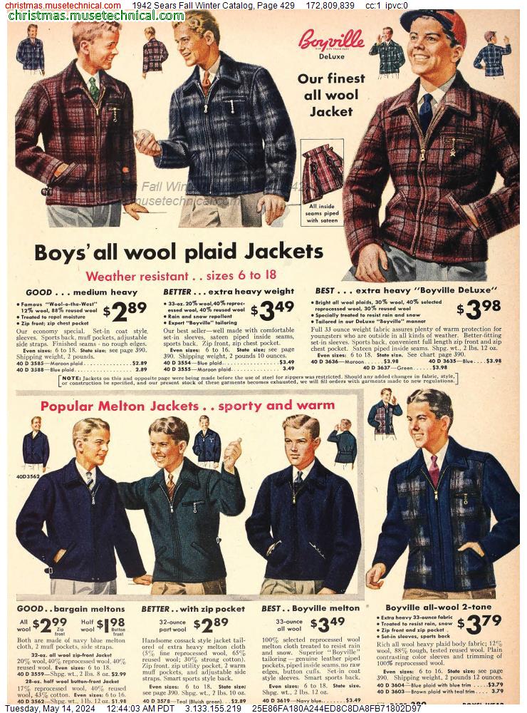 1942 Sears Fall Winter Catalog, Page 429