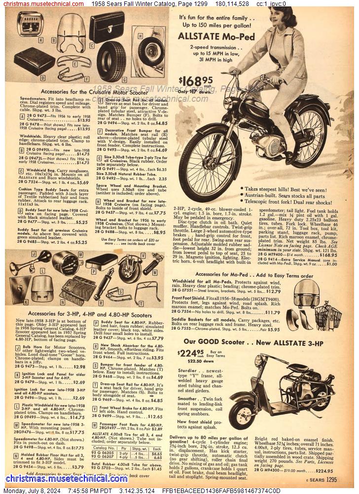 1958 Sears Fall Winter Catalog, Page 1299