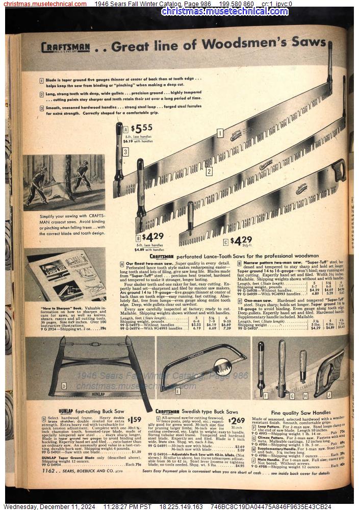 1946 Sears Fall Winter Catalog, Page 986