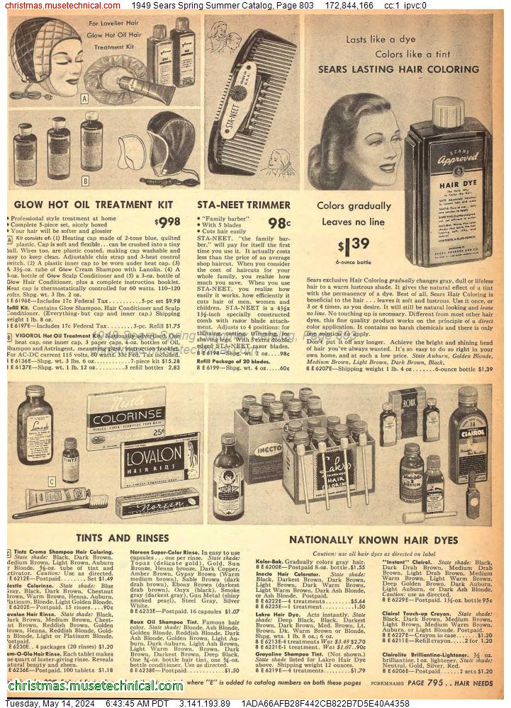 1949 Sears Spring Summer Catalog, Page 803