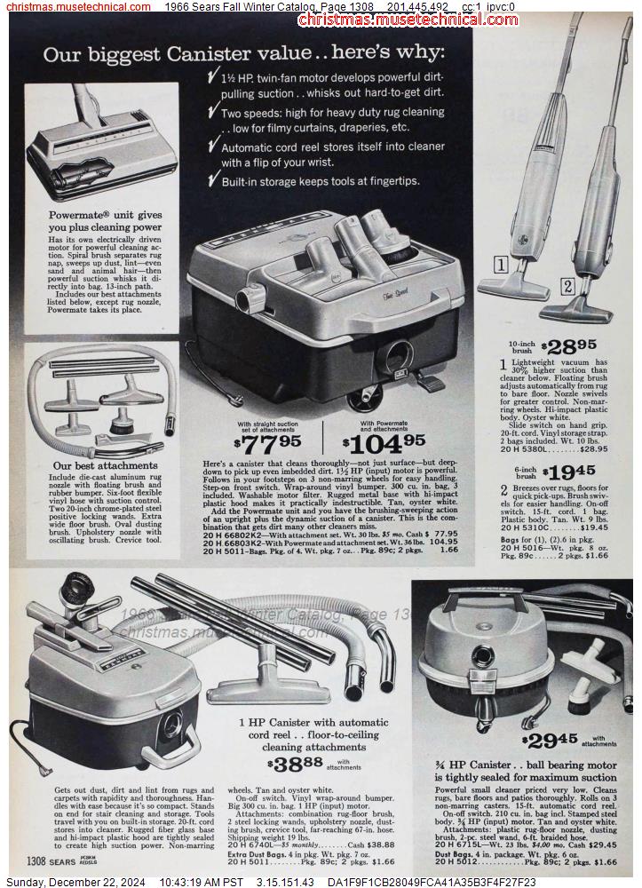 1966 Sears Fall Winter Catalog, Page 1308