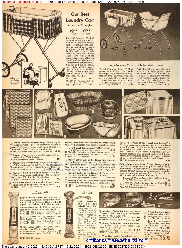 1959 Sears Fall Winter Catalog, Page 1208