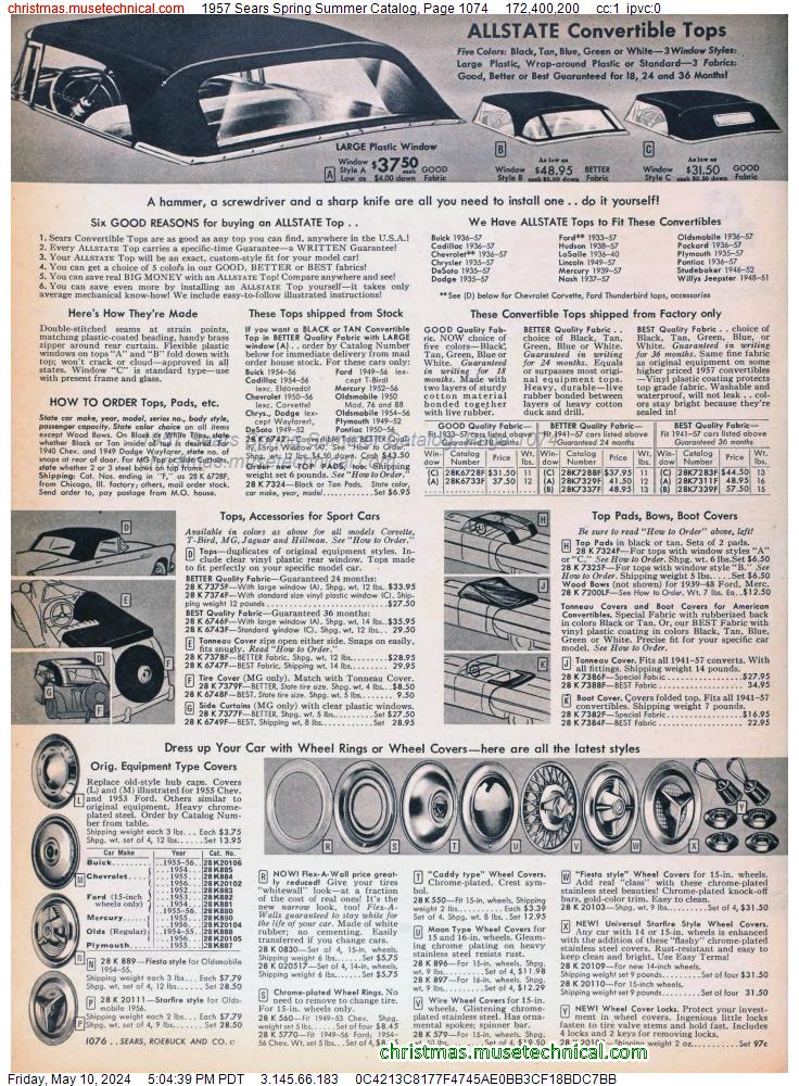 1957 Sears Spring Summer Catalog, Page 1074
