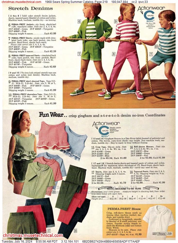 1968 Sears Spring Summer Catalog, Page 219