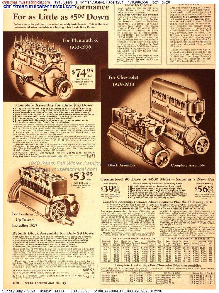 1940 Sears Fall Winter Catalog, Page 1284