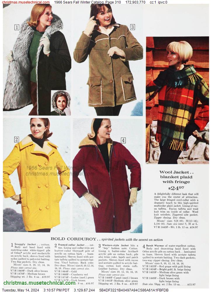 1966 Sears Fall Winter Catalog, Page 310