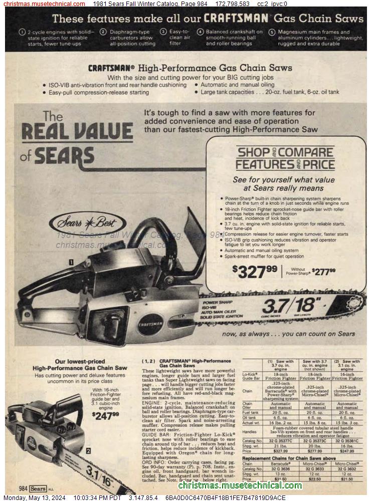 1981 Sears Fall Winter Catalog, Page 984