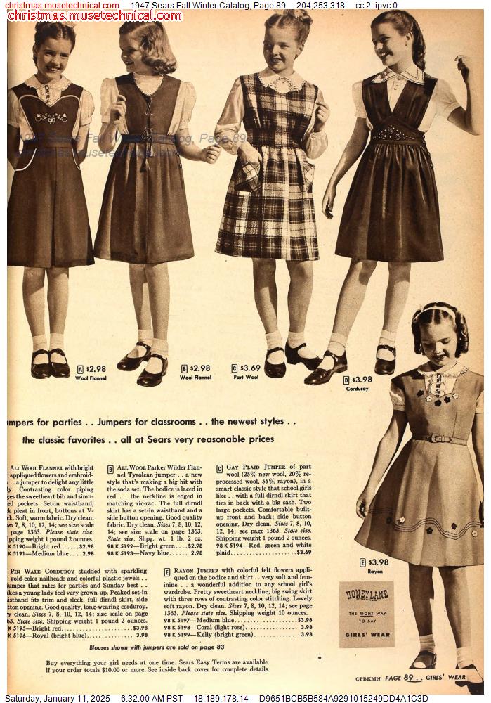 1947 Sears Fall Winter Catalog, Page 89