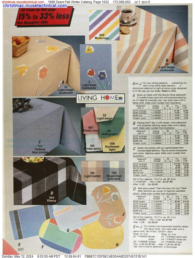 1986 Sears Fall Winter Catalog, Page 1032