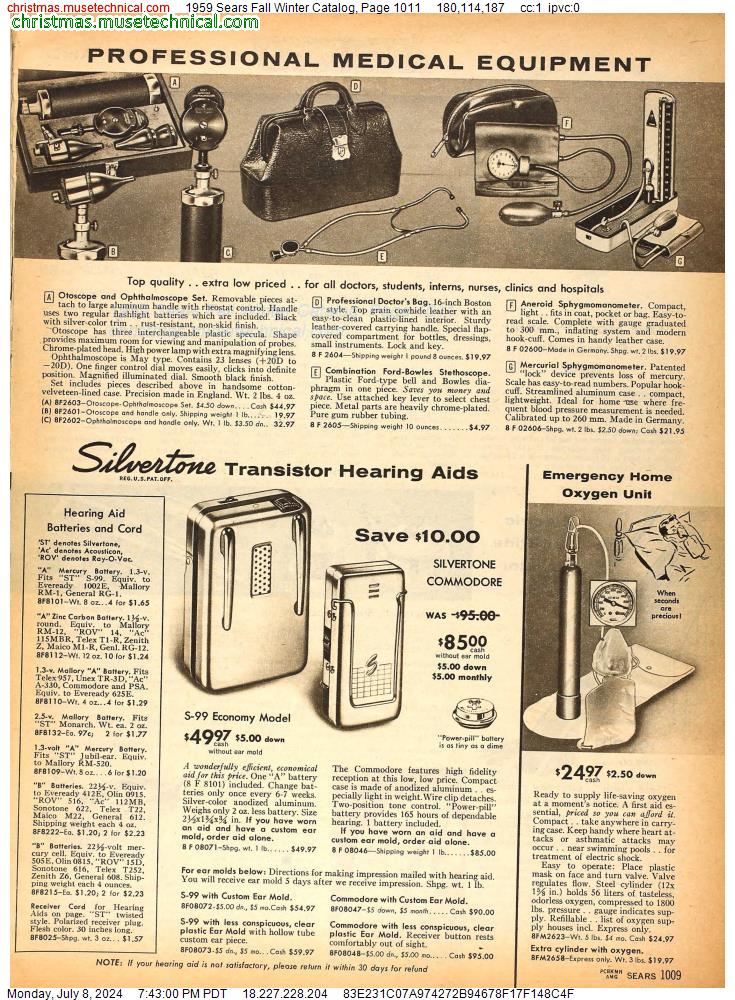 1959 Sears Fall Winter Catalog, Page 1011